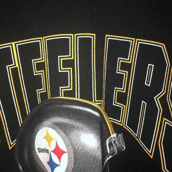 RARE Vintage Pittsburgh STEELERS Sz XL Men's Helmet Football T-Shirt Tee Holes - Picture 3 of 5